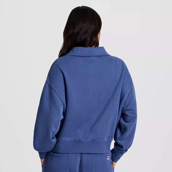 Champion Women's Fleece 1/4 Snap Cropped Pullover – Blue XS – New With Tags - Picture 5 of 5